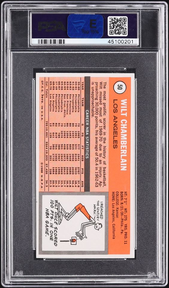 1970 Topps Basketball Wilt Chamberlain #50 PSA 8 NM-MT