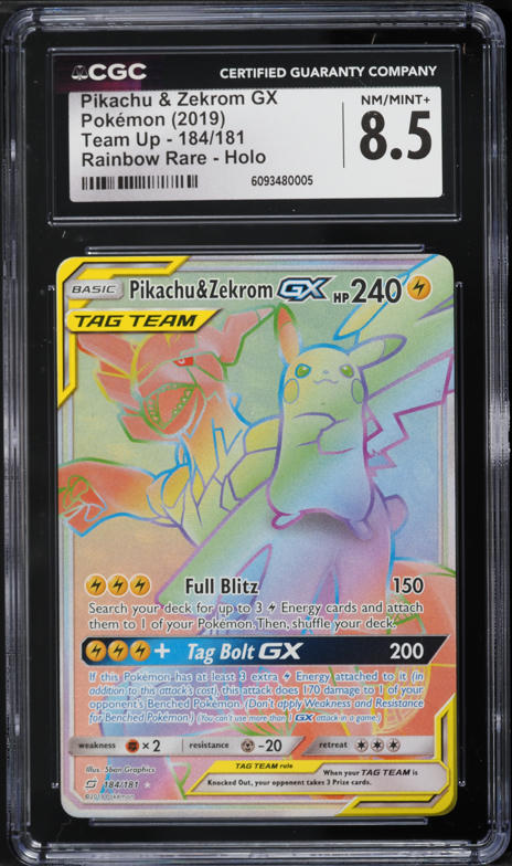 2019 Pokemon Sun & Moon Team Up Full Art Pikachu & Zekrom Gx #162