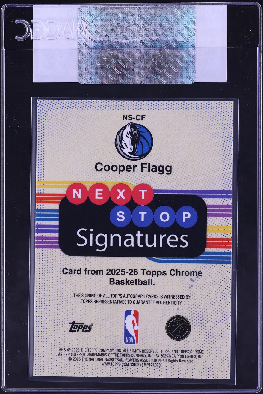 2025 Topps Chrome Next Stop Signatures Red Refractor /5 Cooper Flagg ROOKIE AUTO CGC AUTH
