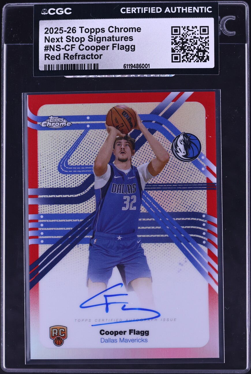 2025 Topps Chrome Next Stop Signatures Red Refractor /5 Cooper Flagg ROOKIE AUTO CGC AUTH