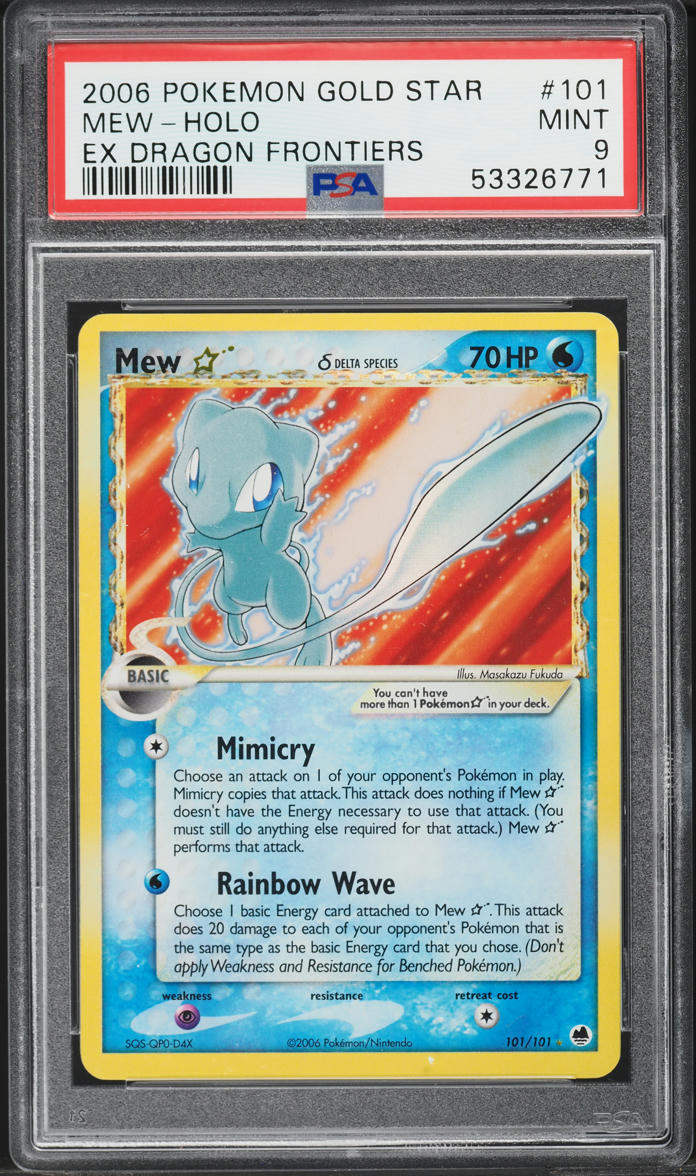 2006 Pokemon EX Dragon Frontiers Holo Mew Gold Star #101 PSA 9 MINT