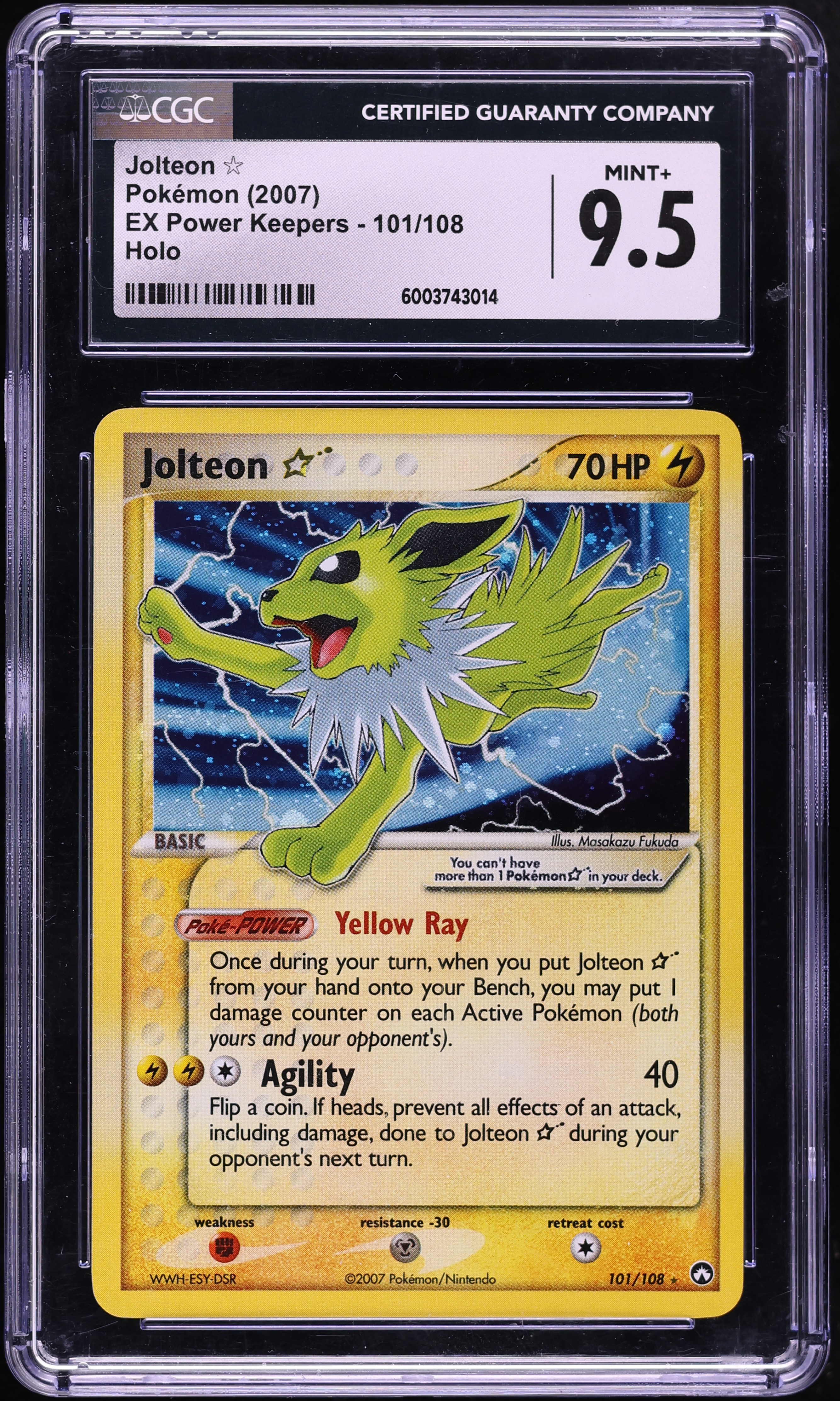 2007 Pokemon EX Power Keepers Holo Jolteon Gold Star #101 CGC 9.5 MINT+