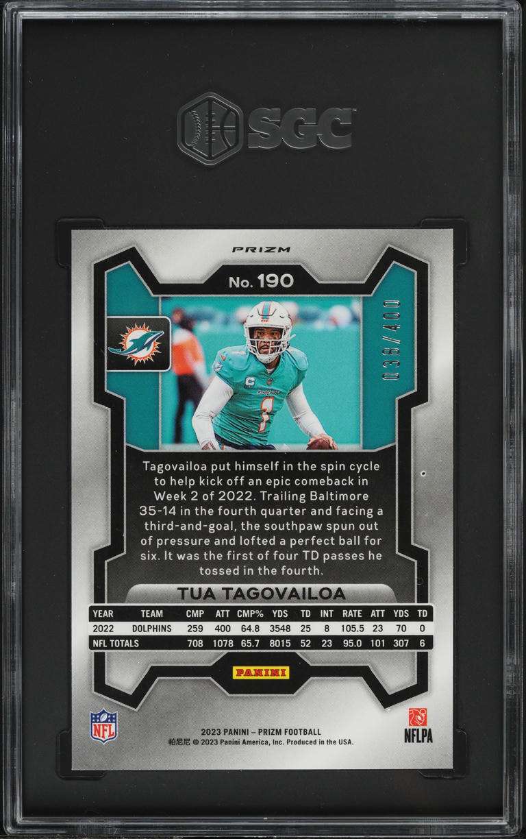 2023 Panini Prizm Pandora Tua Tagovailoa /400 #190 SGC 9.5 MINT+