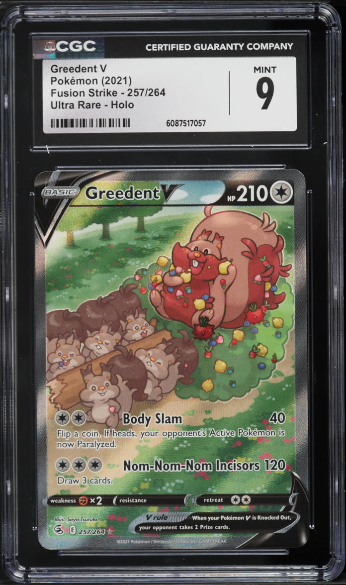 2021 Pokemon Sword & Shield Fusion Strike Alt Art Greedent V #257 CGC 9 MINT