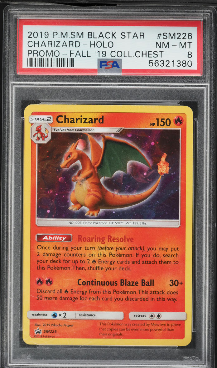 2019 Pokemon Sun & Moon Promo Fall '19 Collector Chest Holo Charizard #SM226 PSA 8 NM-MT