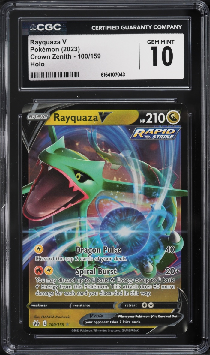 2023 Pokemon Sword & Shield Crown Zenith Holo Rayquaza V #100 CGC 10 GEM MINT