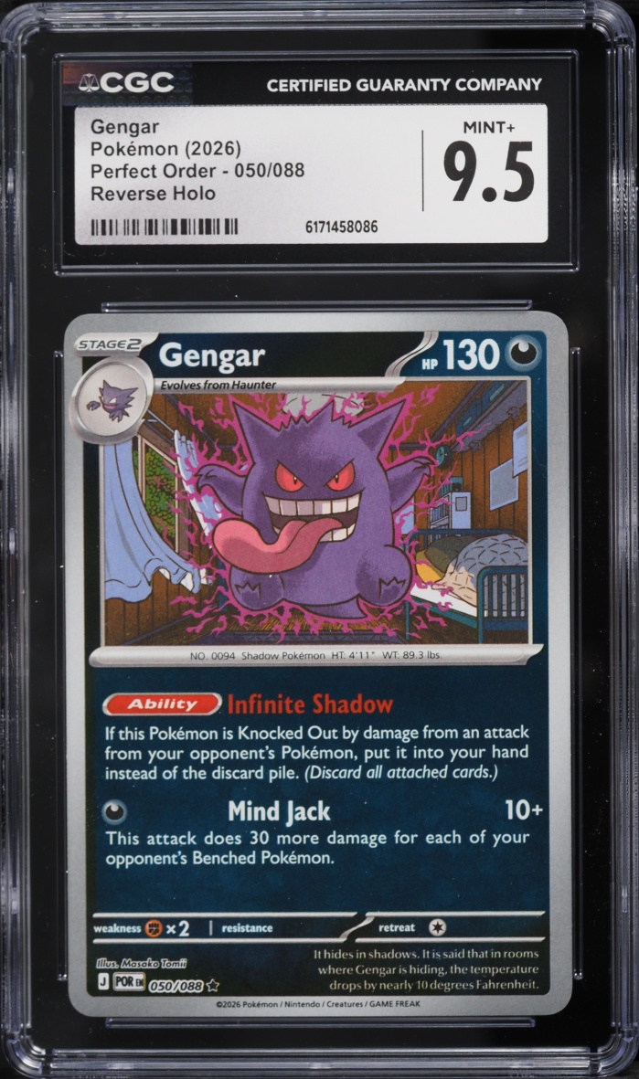2026 Pokemon Mega Evolution Perfect Order Reverse Holo Gengar #050 CGC 9.5 MINT+