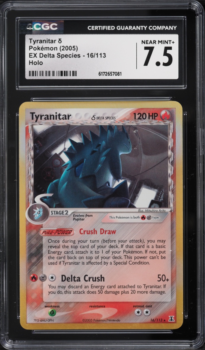 2005 Pokemon EX Delta Species Holo Tyranitar #16 CGC 7.5 NRMT+