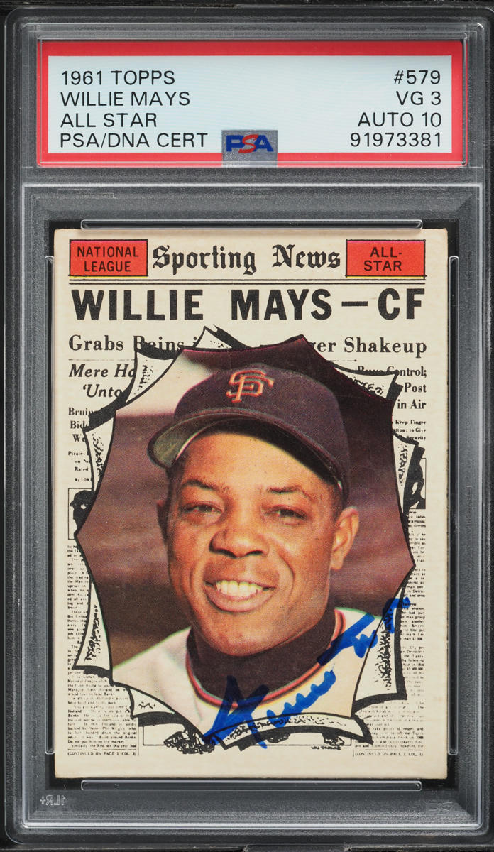 1961 Topps All Star Willie Mays AUTO DNA 10 #579 PSA 3 VG