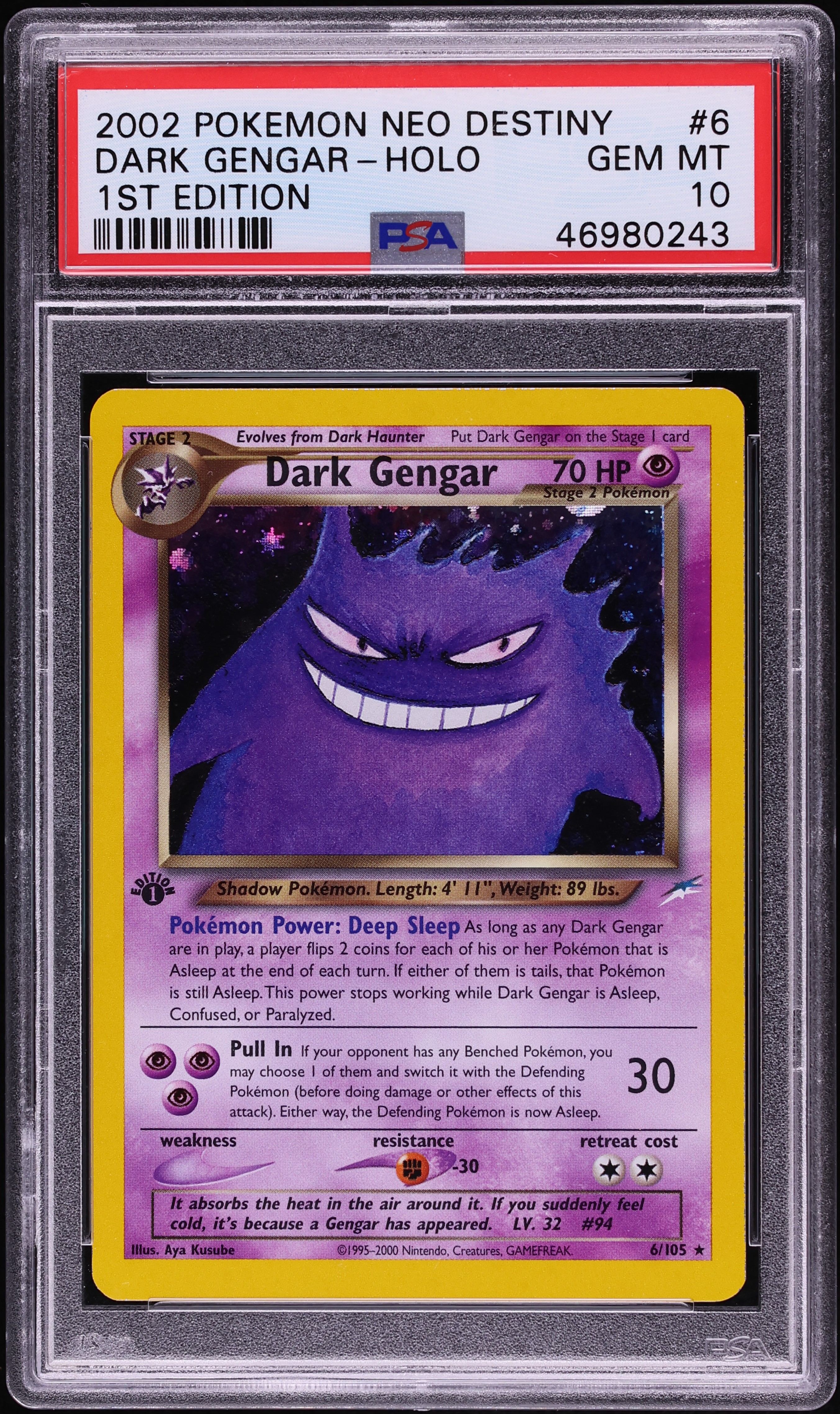 2002 Pokemon Neo Destiny 1st Edition Holo Dark Gengar #6 PSA 10 GEM MINT