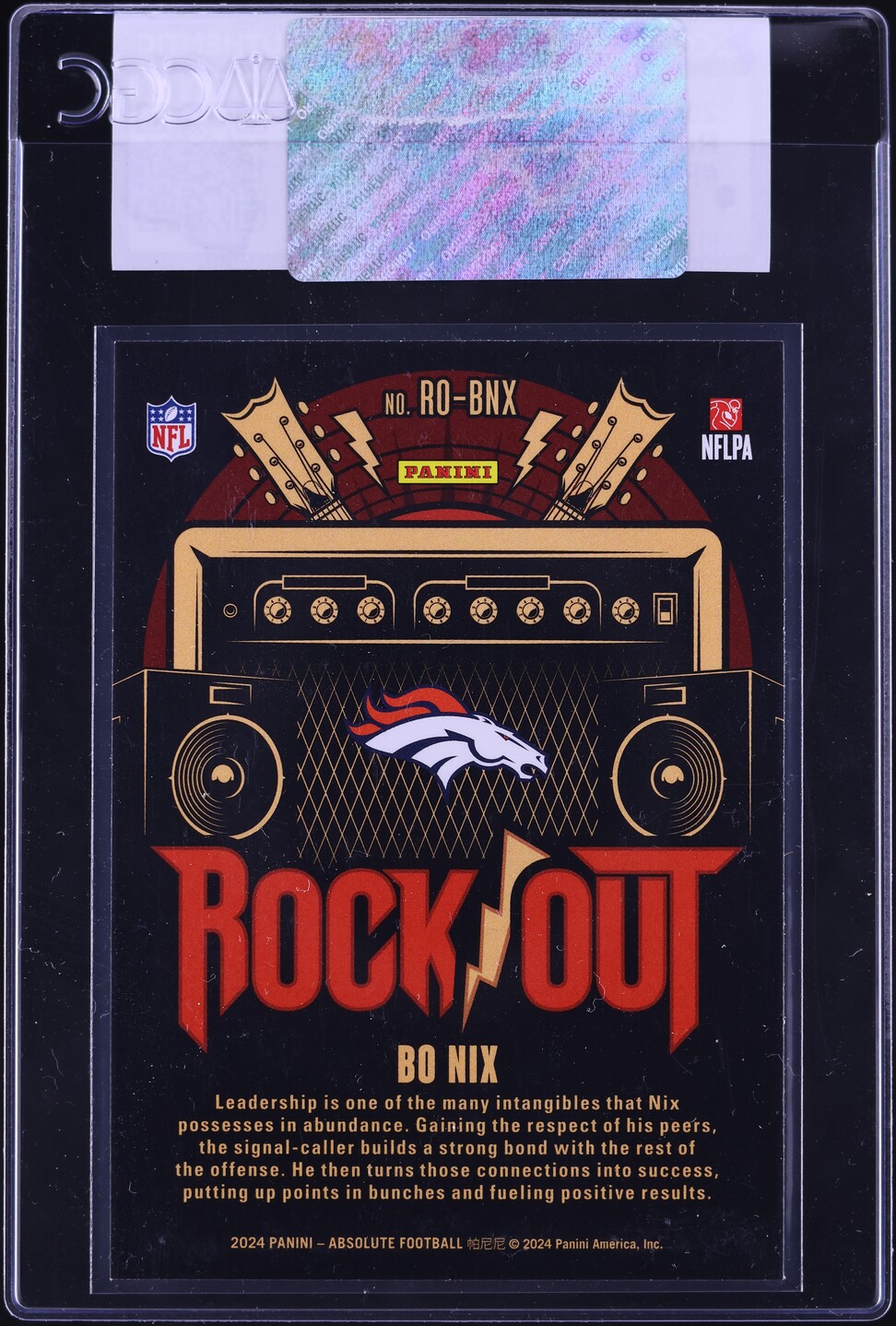 2024 Absolute Rock Out Bo Nix ROOKIE #RO-BNX CGC AUTH