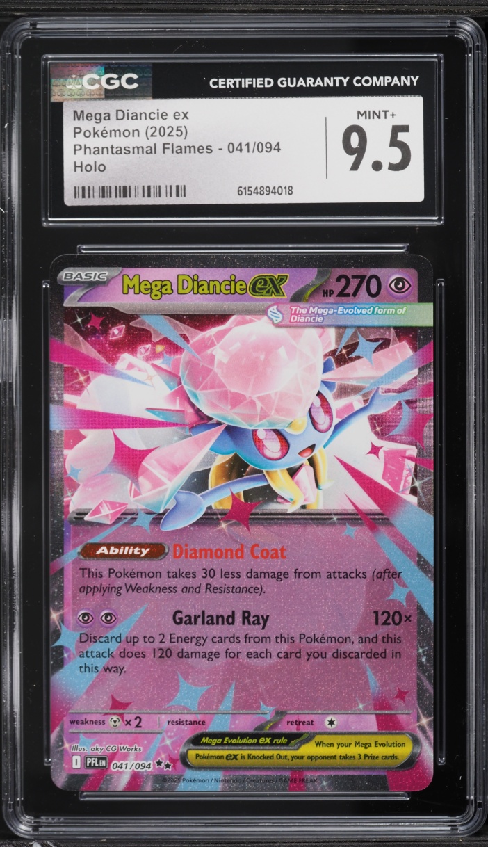 2025 Pokemon Mega Evolution Phantasmal Flames Holo Mega Diancie EX #41 CGC 9.5 MINT+