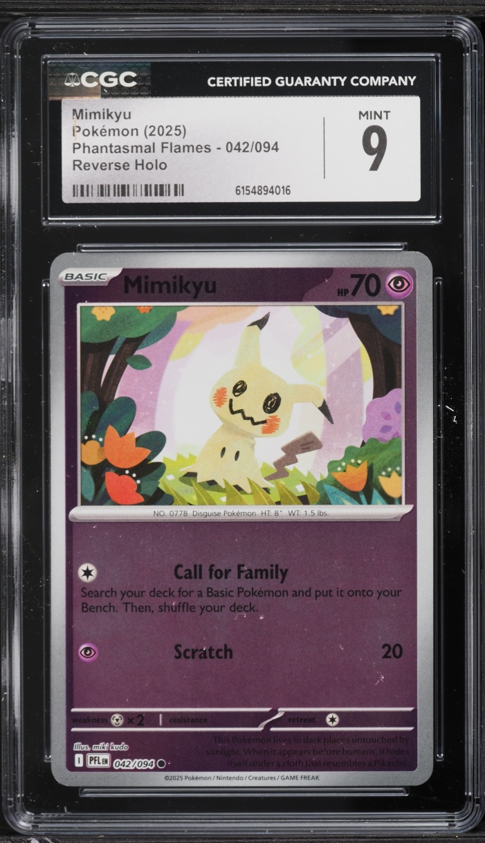 2025 Pokemon Mega Evolution Phantasmal Flames Reverse Holo Mimikyu #042 CGC 9 MINT