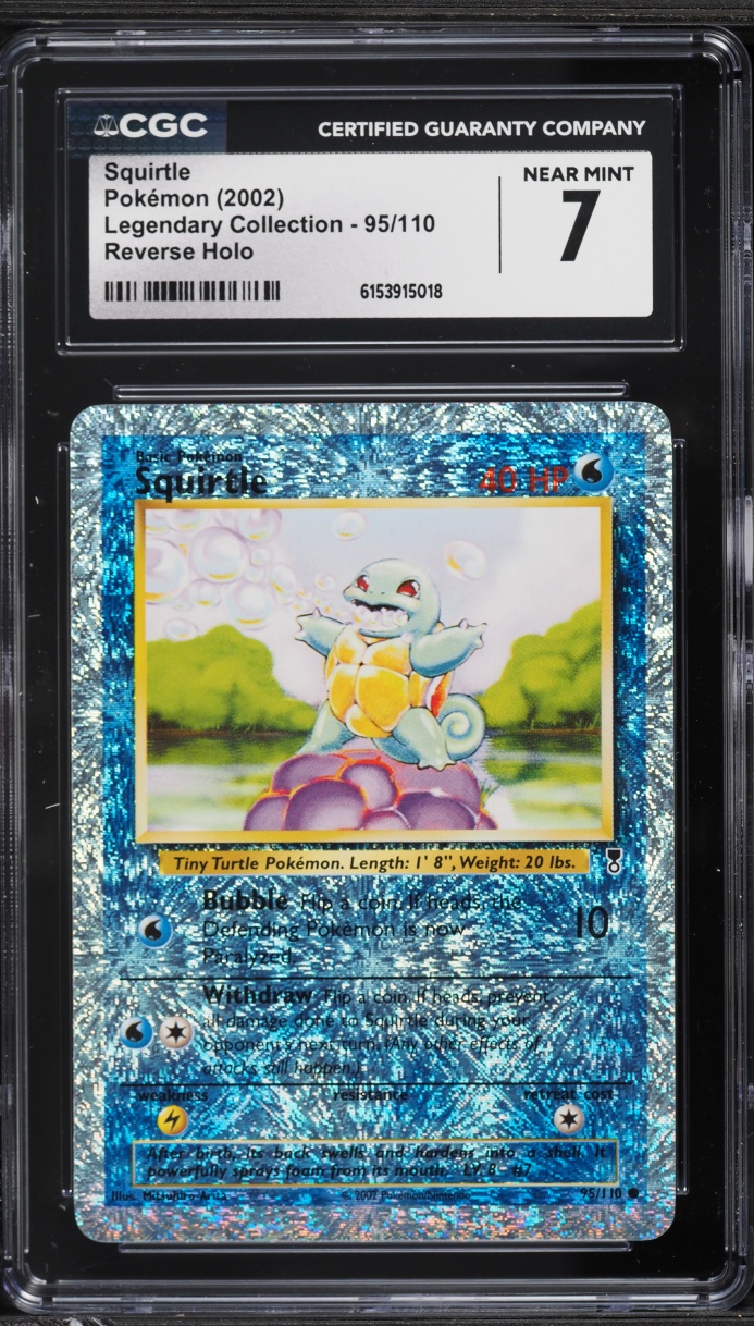 2002 Pokemon Legendary Collection Reverse Holo Squirtle #95 CGC 7 NRMT