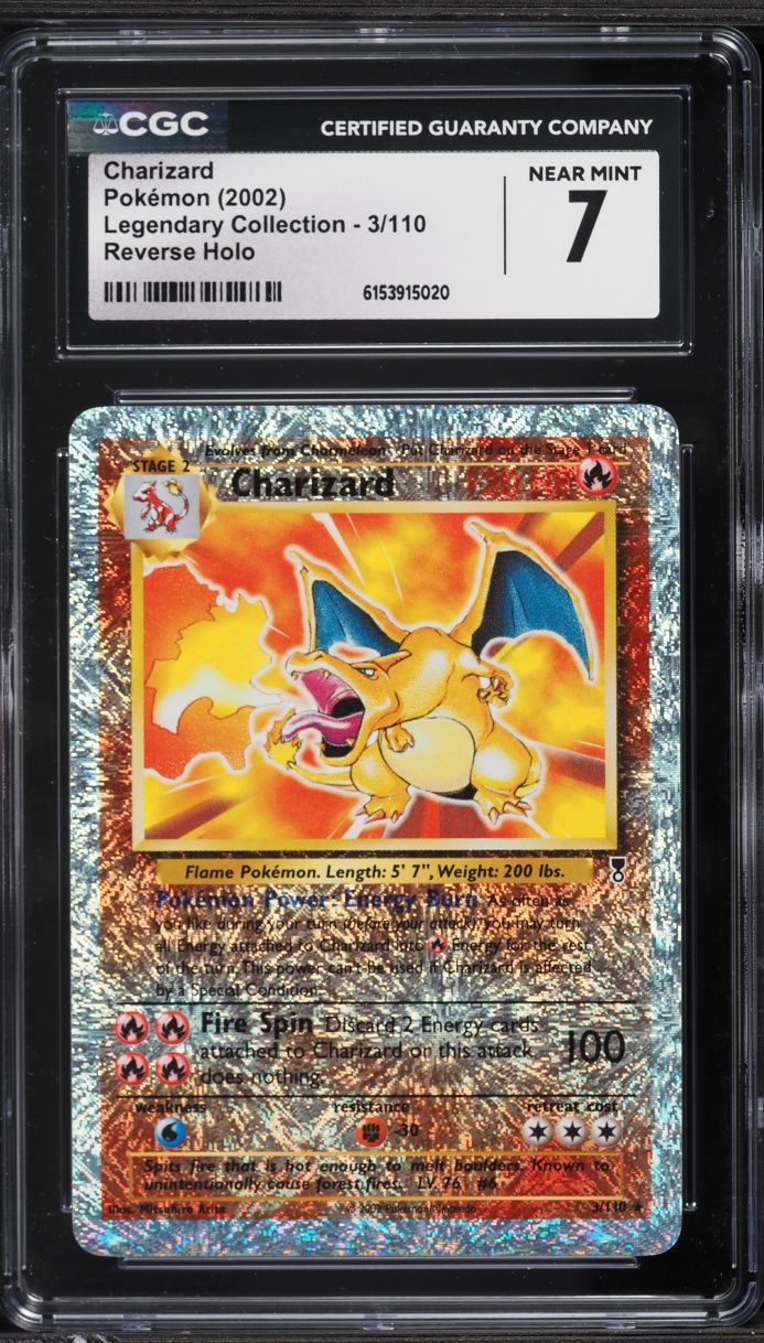 2002 Pokemon Legendary Collection Reverse Holo Charizard #3 CGC 7 NRMT