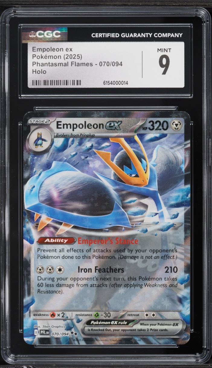 2025 Pokemon Mega Evolution Phantasmal Flames Holo Empoleon ex #70 CGC 9 MINT