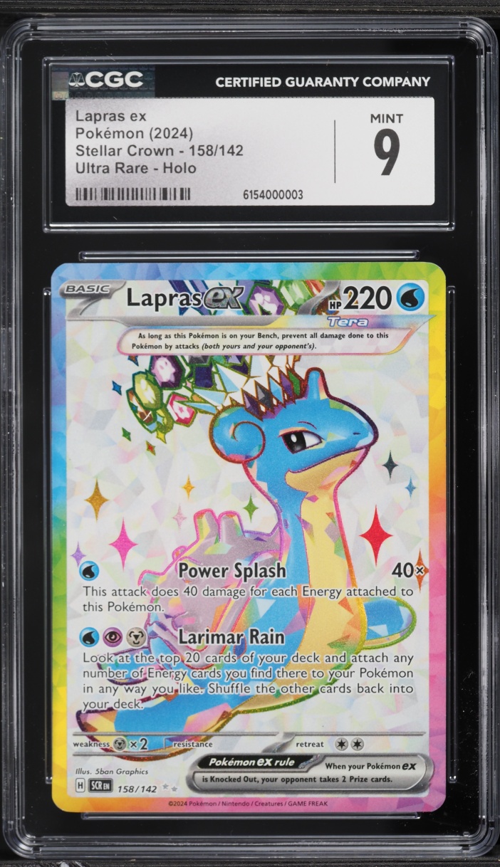 2024 Pokemon Scarlet & Violet Stellar Crown Full Art Lapras Ex #158 CGC 9 MINT