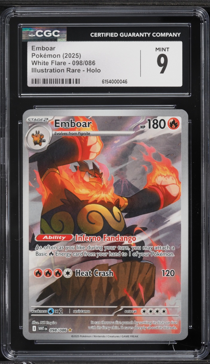 2025 Pokemon Scarlet & Violet White Flare IR Emboar #98 CGC 9 MINT