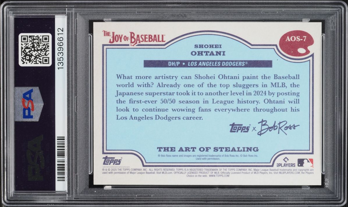 2025 Topps X Bob Ross The Art Of Stealing Paint Splatter Shohei Ohtani /99 #AOS-7 PSA 10 GEM