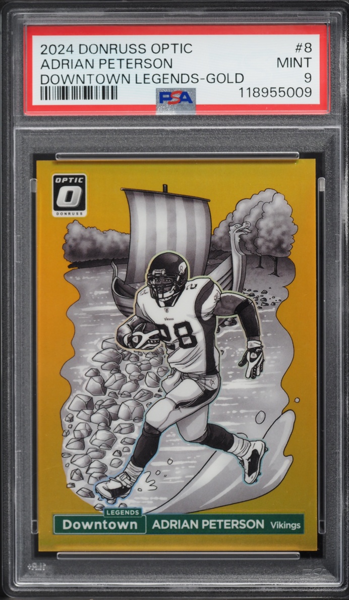 2024 Donruss Optic Downtown Legends Gold Adrian Peterson /10 #8 PSA 9 MINT