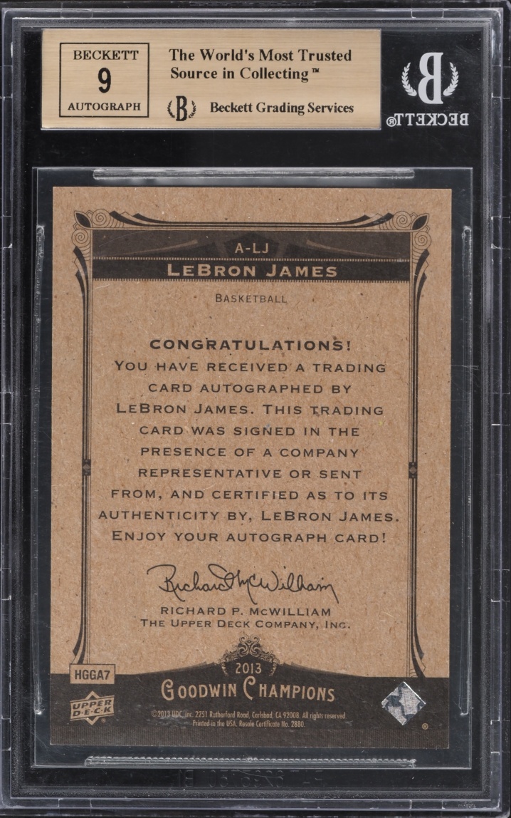2013 Upper Deck Goodwin Champions LeBron James AUTO #A-LJ BGS 9.5 GEM MINT