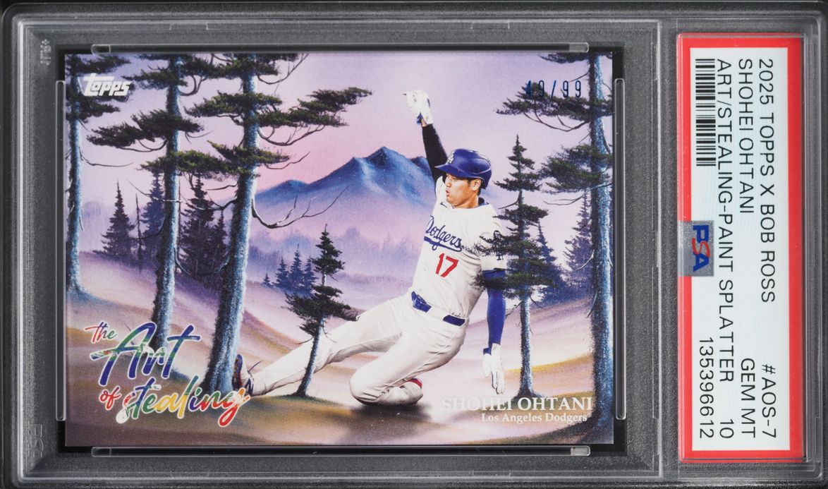 2025 Topps X Bob Ross The Art Of Stealing Paint Splatter Shohei Ohtani /99 #AOS-7 PSA 10 GEM