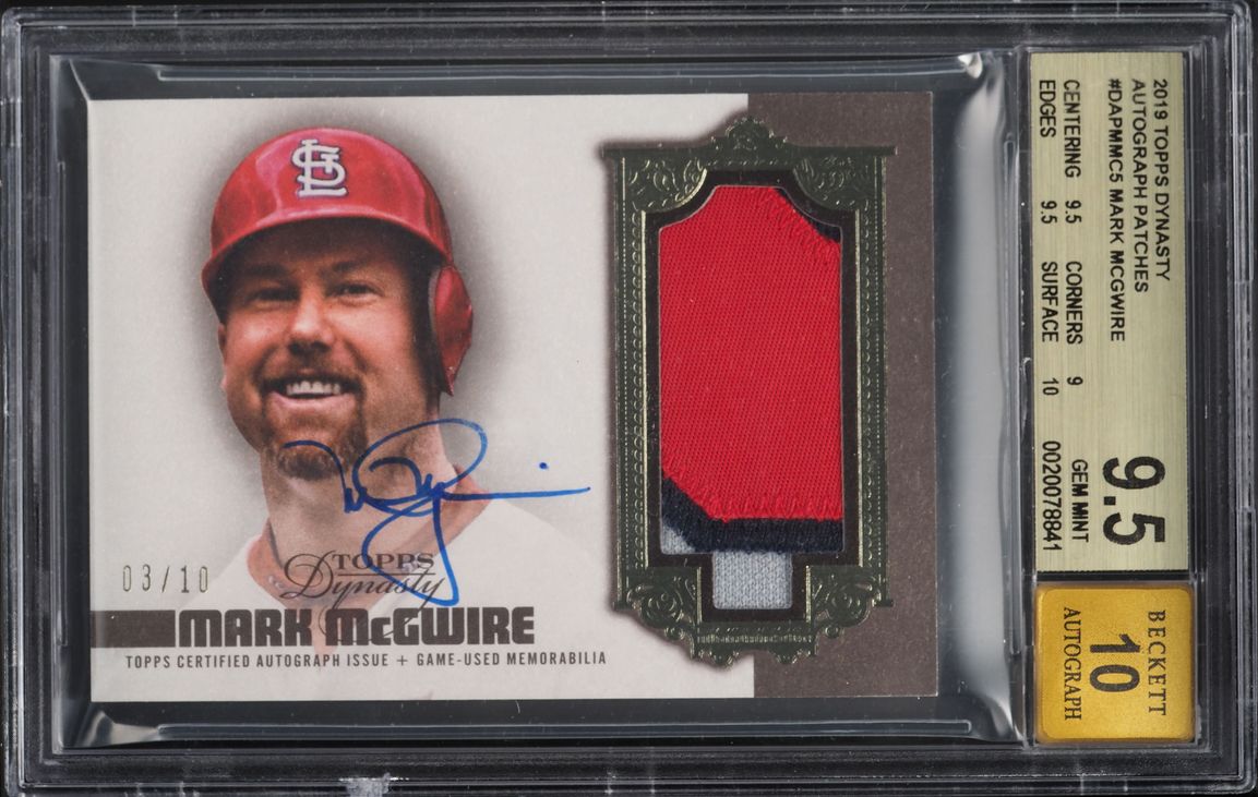 2019 Topps Dynasty Mark McGwire PATCH AUTO /10 #DAP-MMC5 BGS 9.5 GEM MINT