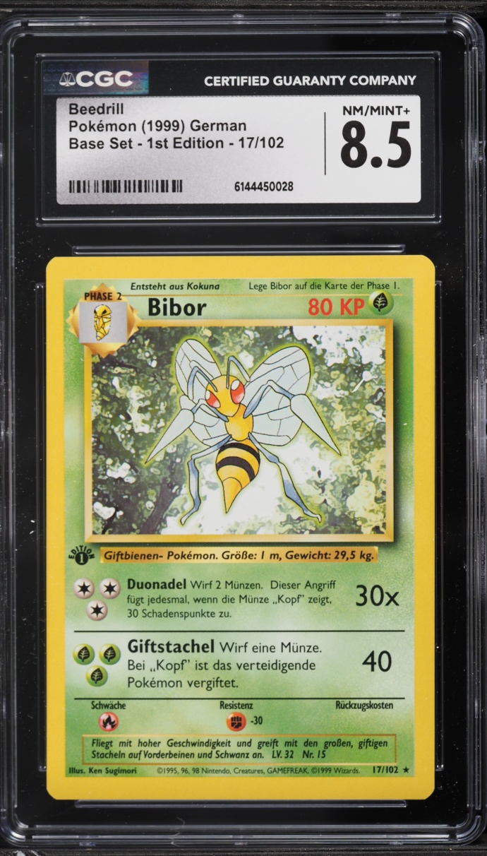 1999 Pokemon German Base Set 1st Edition Beedrill #17 CGC 8.5 NM-MT+