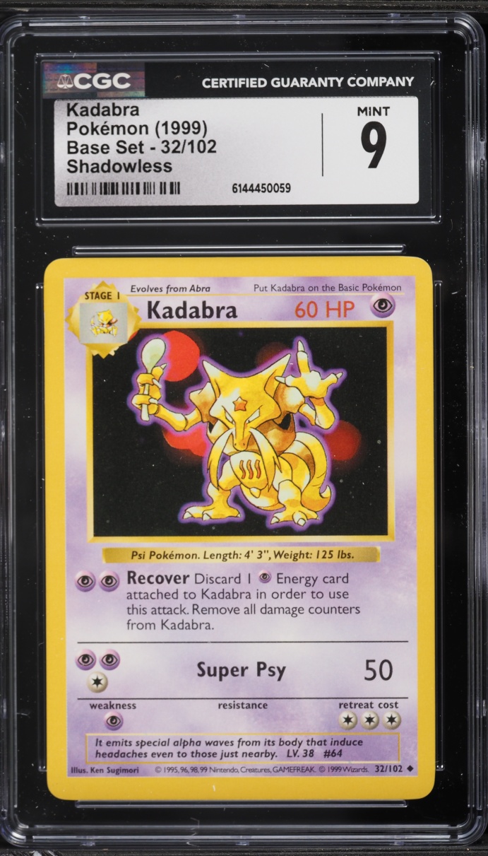 1999 Pokemon Base Set Shadowless Kadabra #32 CGC 9 MINT