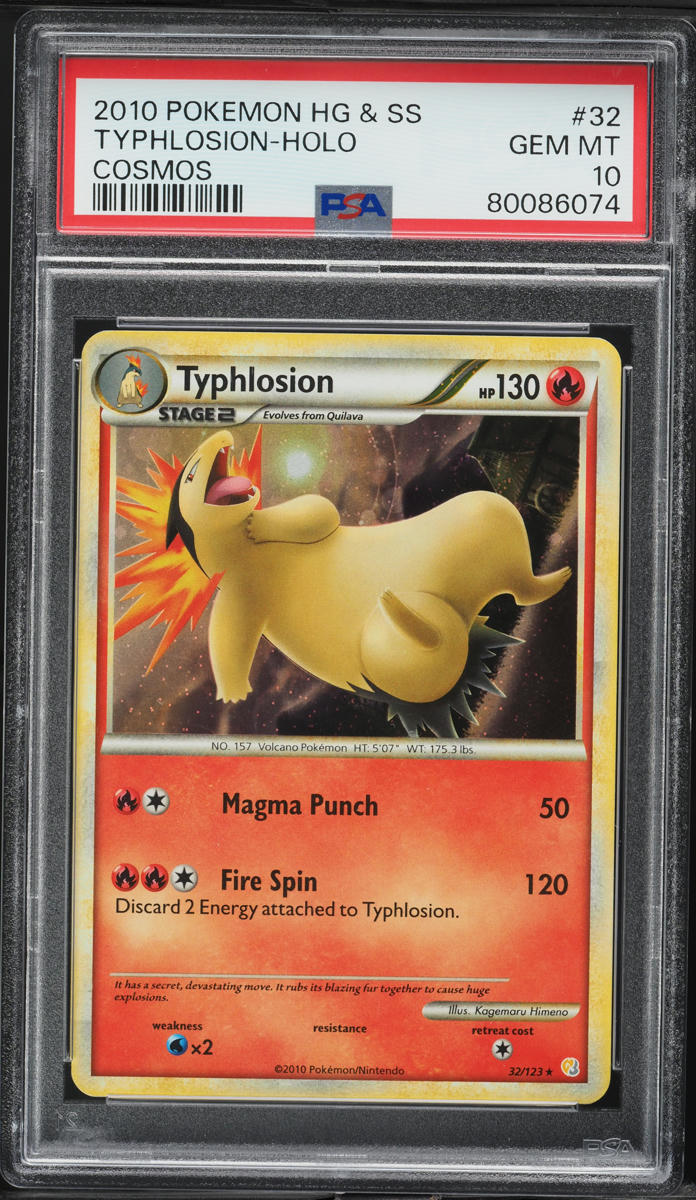 2010 Pokemon HeartGold & SoulSilver Cosmos Holo Typhlosion #32 PSA 10 GEM MINT
