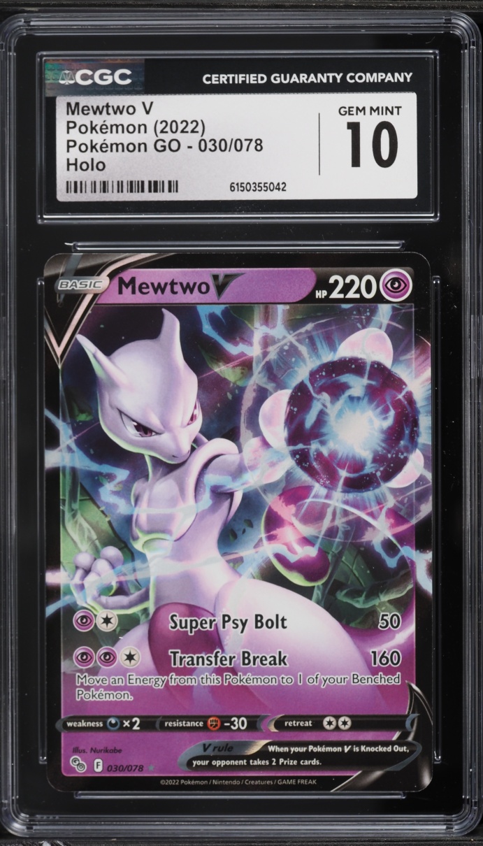 2022 Pokemon Sword & Shield Pokemon GO Holo Mewtwo V #30 CGC 10 GEM MINT