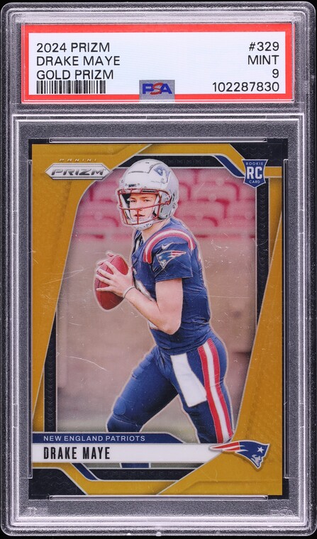 2024 Panini Prizm Gold Drake Maye ROOKIE 1/10 #329 PSA 9 MINT