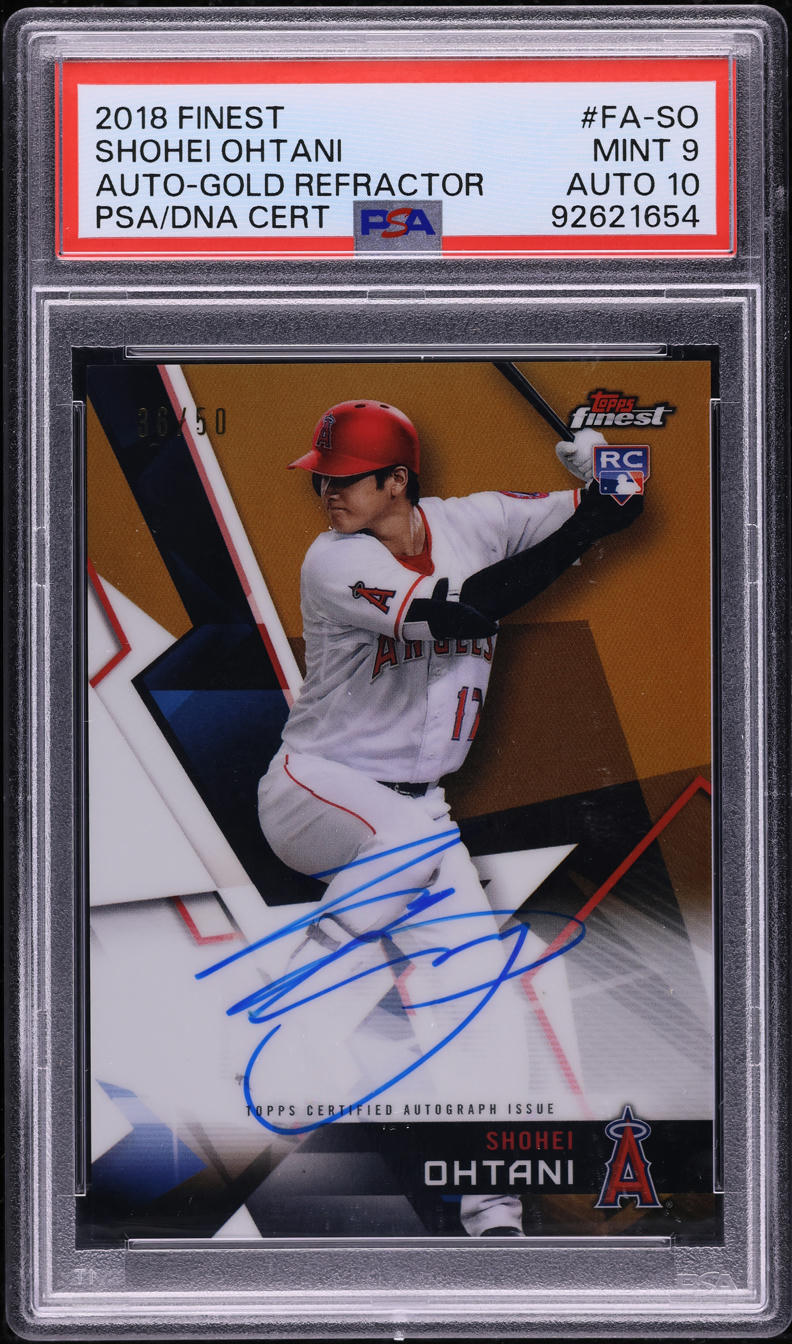 2018 Finest Gold Refractor Shohei Ohtani ROOKIE AUTO DNA 10 /50 #FA-SO PSA 9 MINT