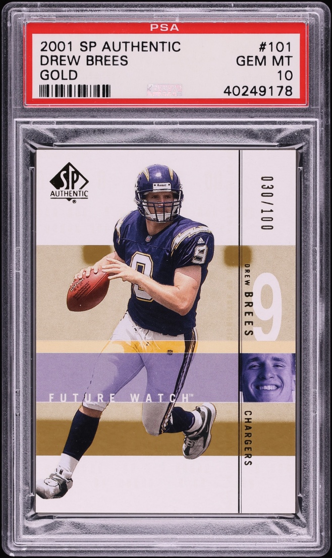 2001 SP Authentic Gold Drew Brees ROOKIE /100 #101 PSA 10 GEM MINT