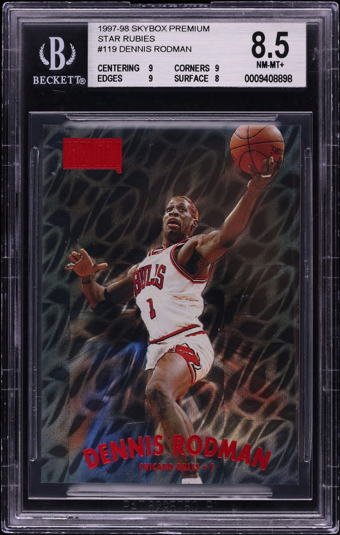 1997 Skybox Premium Star Rubies Dennis Rodman /50 #119 BGS 8.5 NM-MT+