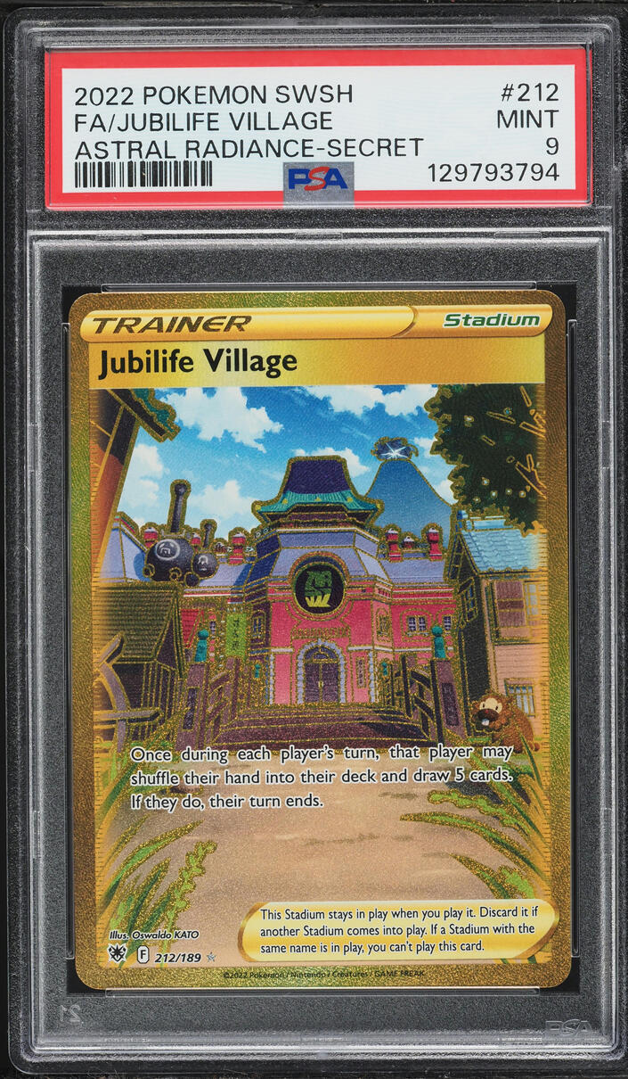 2022 Pokemon Sword & Shield Astral Radiance Gold Rare Jubilife Village #212 PSA 9 MINT