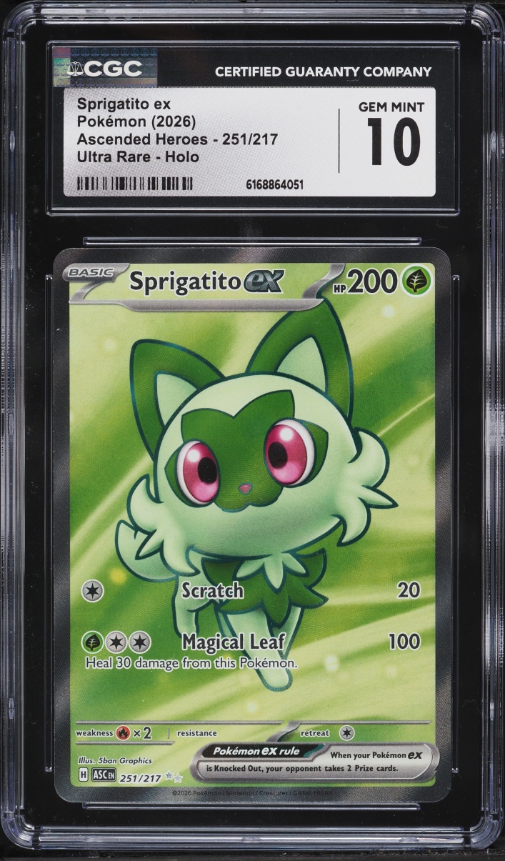 2026 Pokemon Mega Evolution Ascended Heroes Full Art Sprigatito Ex #251 CGC 10 GEM MINT