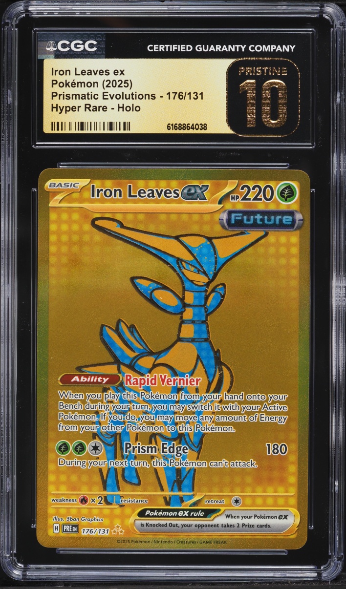 2025 Pokemon SV Prismatic Evolutions Gold Rare Iron Leaves Ex #176 CGC 10 PRISTINE