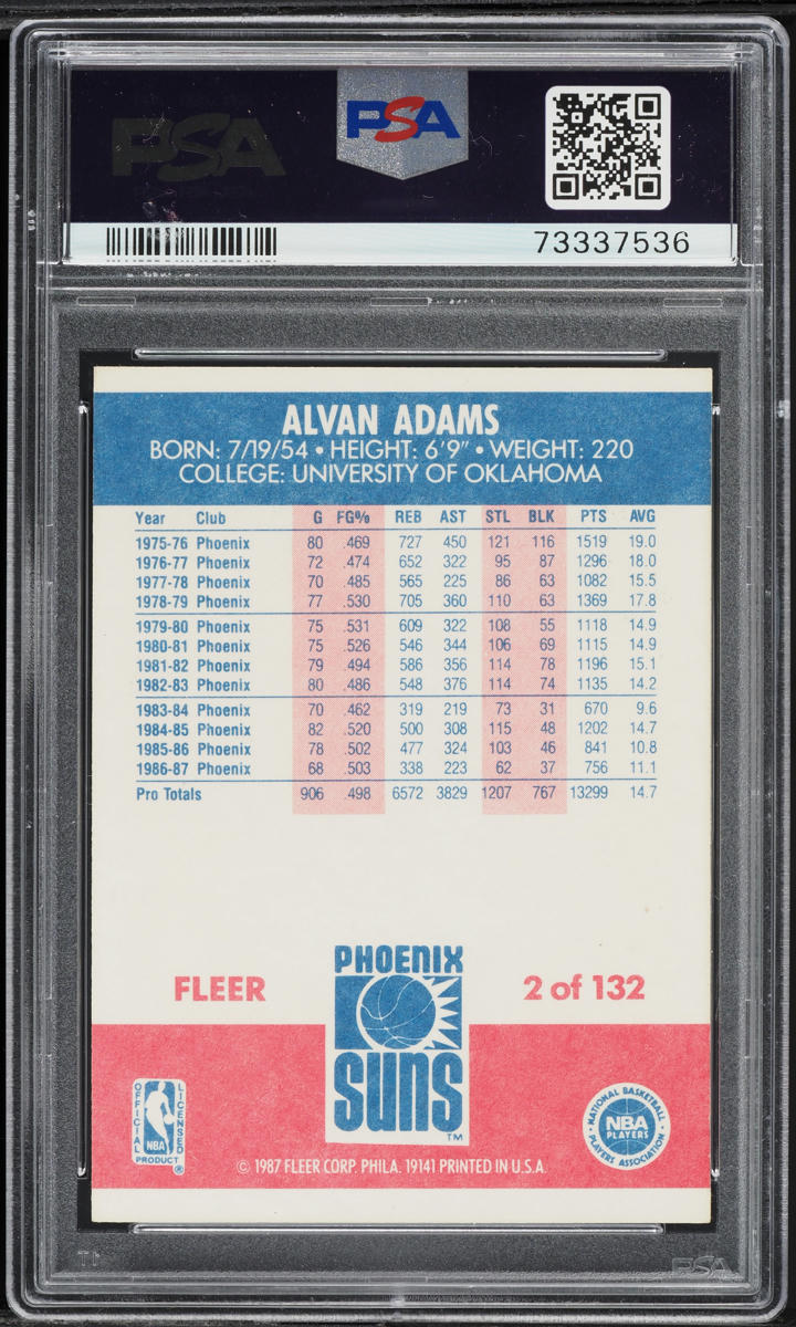 1987 Fleer Basketball Alvan Adams #2 PSA 7 NRMT