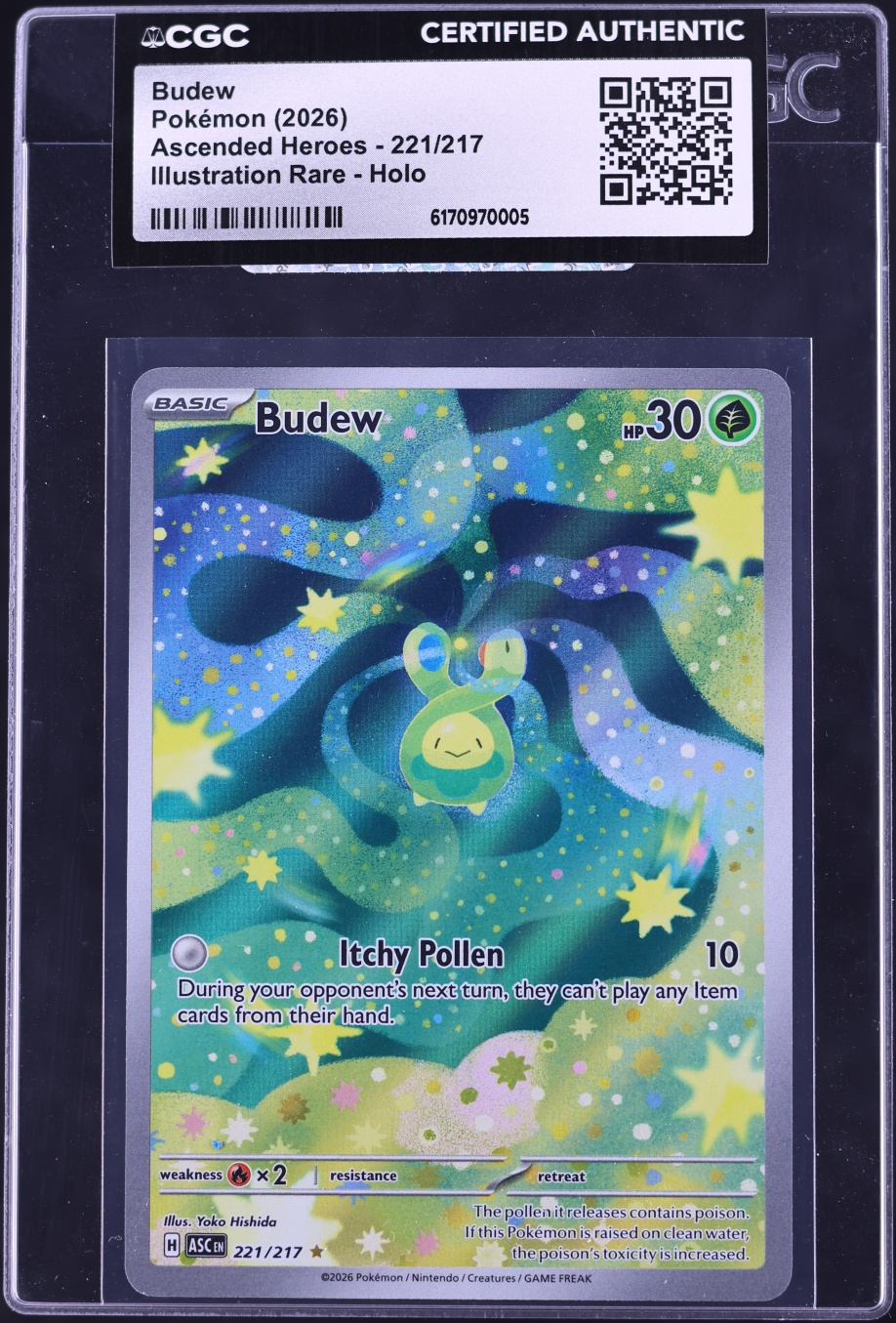 2026 Pokemon Mega Evolution Ascended Heroes IR Budew #221 CGC AUTH