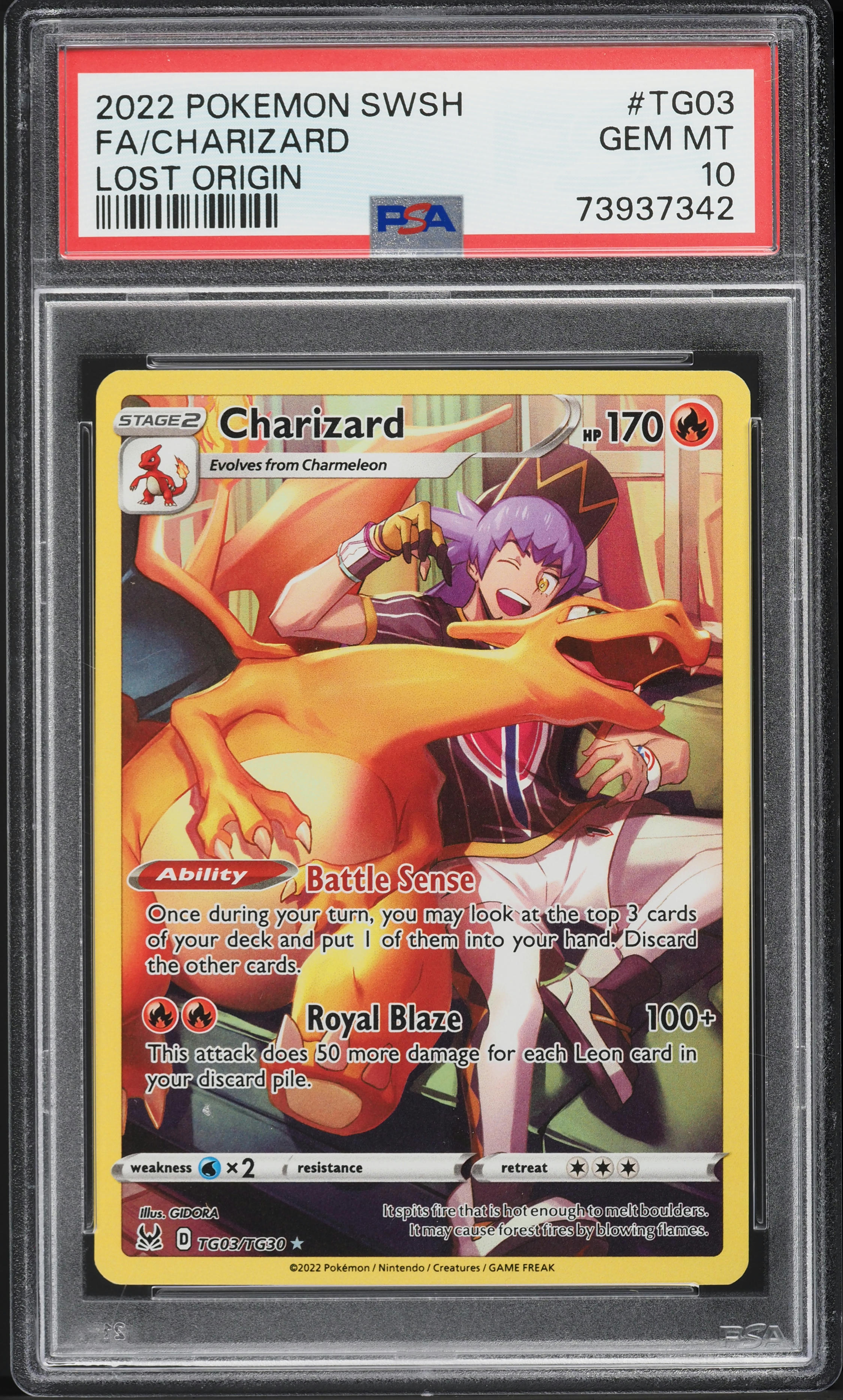 2022 Pokemon Sword & Shield Lost Origin CHR Charizard #TG03 PSA 10