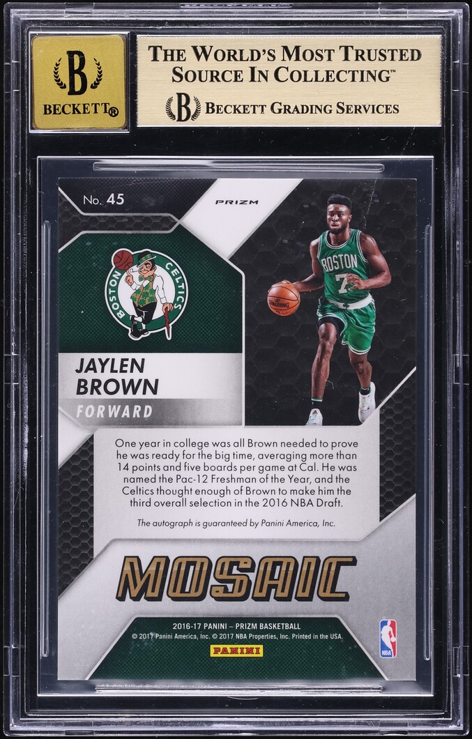 2016 Panini Prizm Mosaic Jaylen Brown ROOKIE AUTO #45 BGS 9.5 GEM MINT - Photo 2
