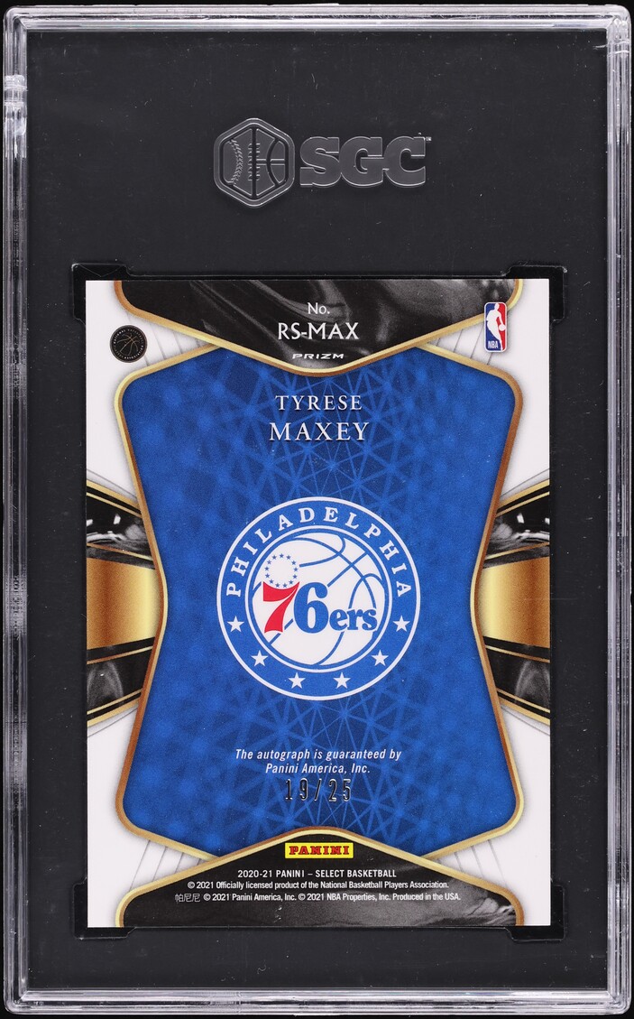 2020 Select Tie-Dye Prizm Tyrese Maxey ROOKIE AUTO /25 #RS-MAX SGC 10 GEM MINT - Photo 2