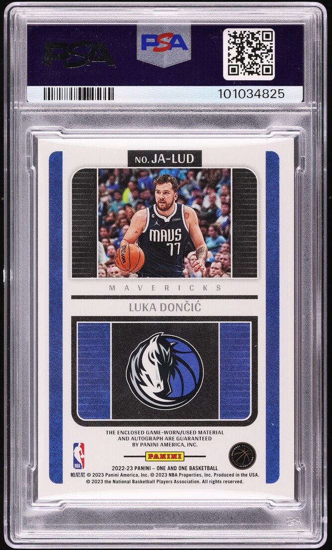 2022 Panini One And One Green Luka Doncic PATCH AUTO DNA 10 /5 #JA-LUD PSA 9 MINT - Photo 2