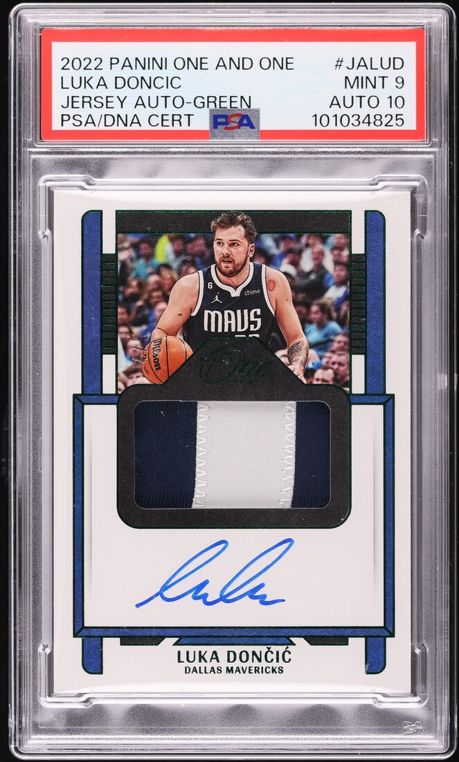 2022 Panini One And One Green Luka Doncic PATCH AUTO DNA 10 /5 #JA-LUD PSA 9 MINT - Photo 1