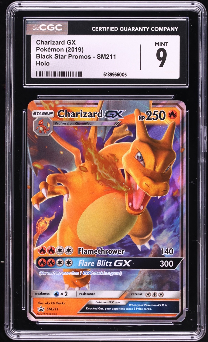 2019 Pokemon Sun & Moon Black Star Promo Hidden Fates Charizard GX #SM211 CGC 9 MINT