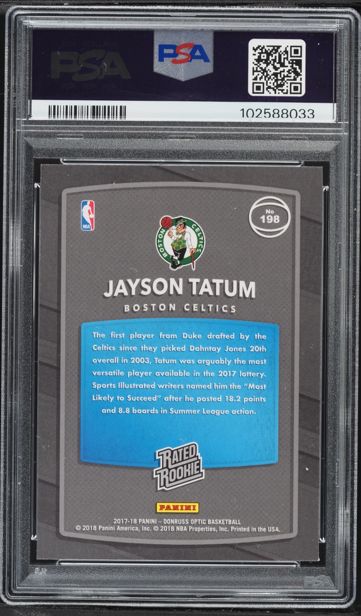 2017 Donruss Optic Red & Yellow Jayson Tatum ROOKIE #198 PSA 9 MINT