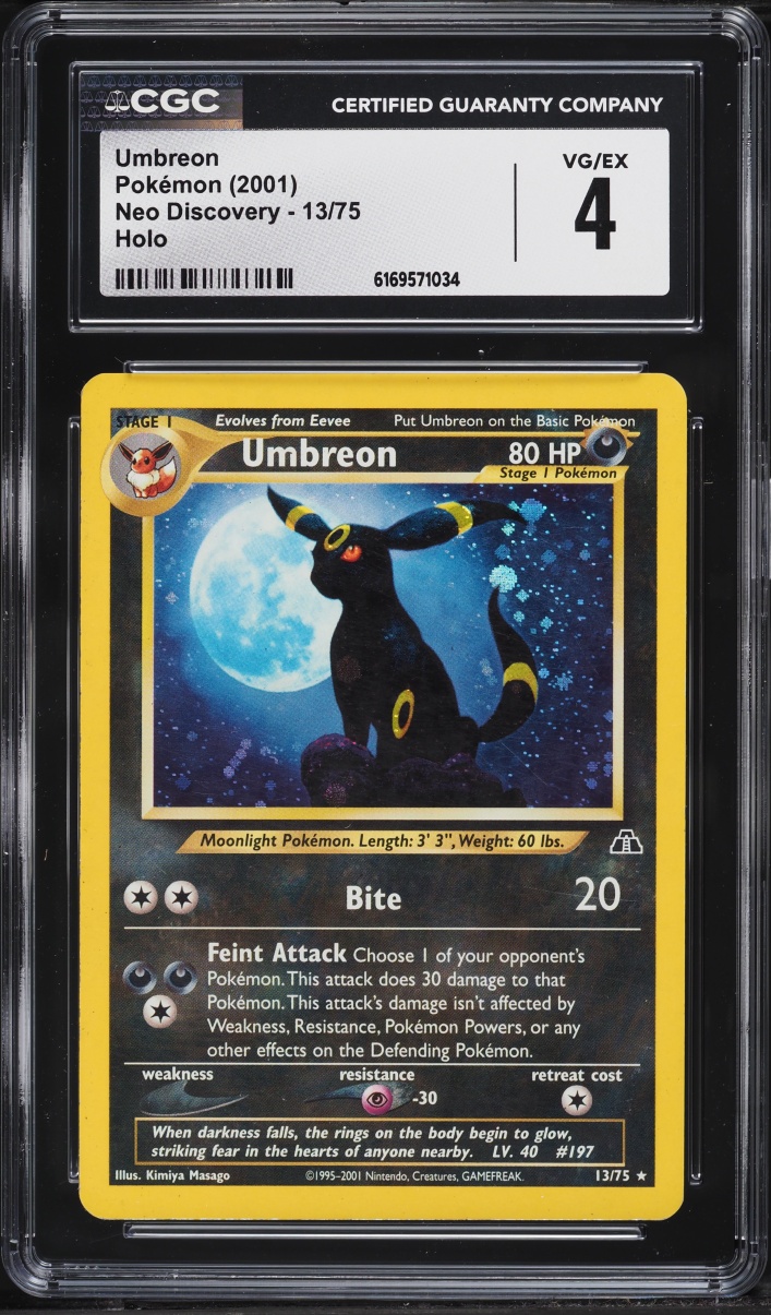 2001 Pokemon Neo Discovery Holo Umbreon #13 CGC 4 VGEX