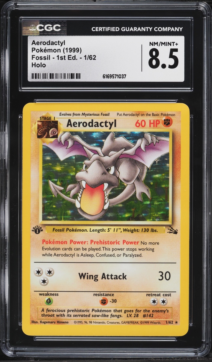 1999 Pokemon Fossil 1st Edition Holo Aerodactyl #1 CGC 8.5 NM-MT+