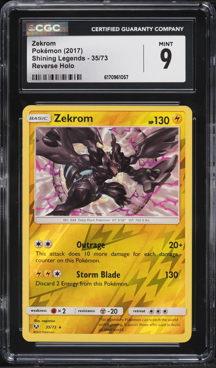 2017 Pokemon Sun & Moon Shining Legends Reverse Holo Zekrom #35 CGC 9 MINT